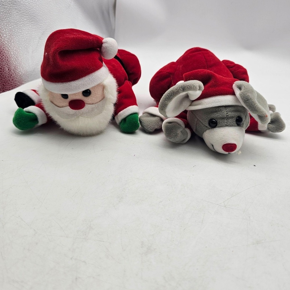Vintage Plush Creations Santa & Mouse Hand Puppets Lot 2 Christmas 1994 1995